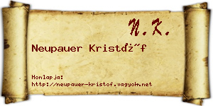 Neupauer Kristóf névjegykártya